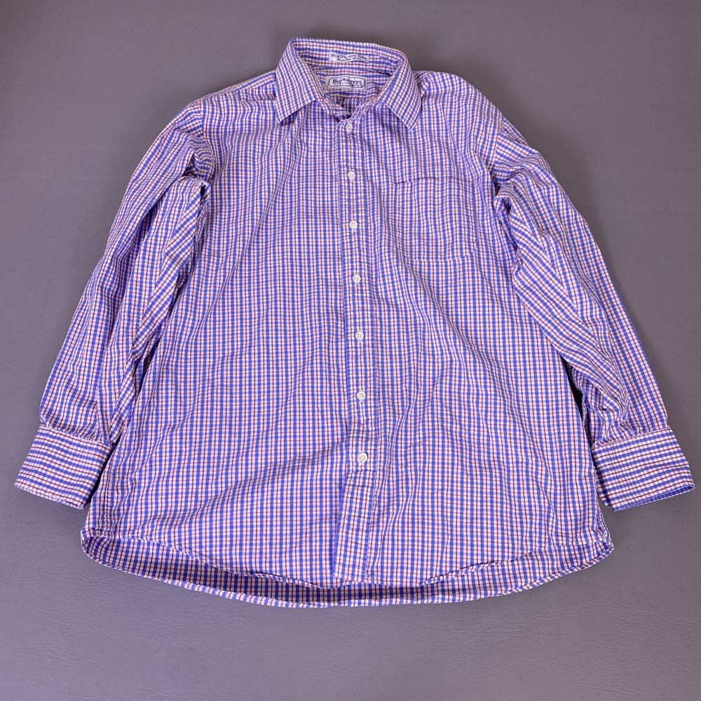Vintage Burberrys‎ of London Dress Shirt 16.5-34 Mens Blue Red Check Cotton USA